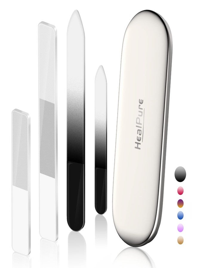 HealPure مبرد أظافر زجاجي وملمع أظافر، طقم فاخر مكون من 4 قطع: مبرد أظافر كريستالي وملمع أظافر زجاجي نانو، مع علبة، أداة مانيكير احترافية، مبرد أظافر تشيكي للأظافر الطبيعية، هدية للنساء والفتيات - Image 1